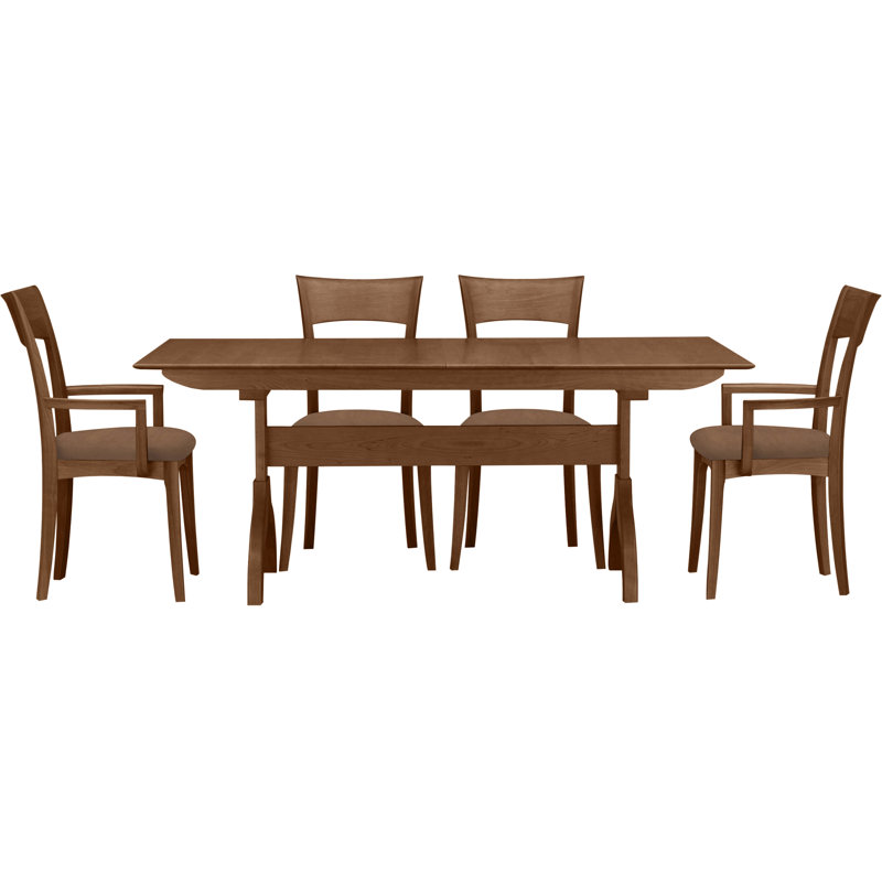 Sarah 5 - Piece Dining Set, Coffee Leather, Saddle Cherry