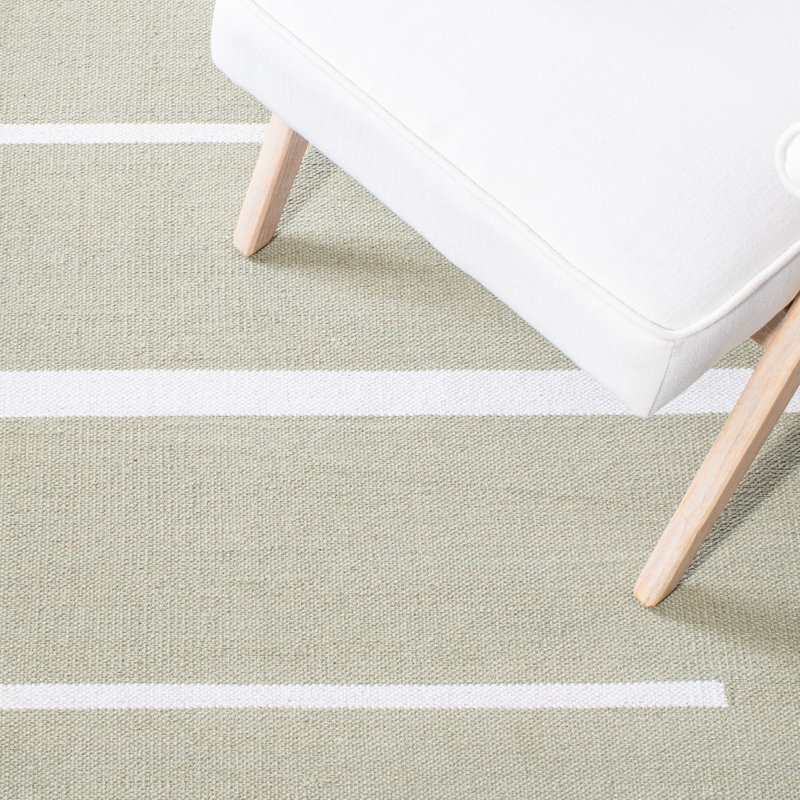 Estis Hand Woven Cotton Striped Rug, Rectangle 4' x 6'