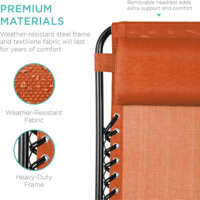Fauteuil inclinable Sou Zero Gravity avec coussin, Orange