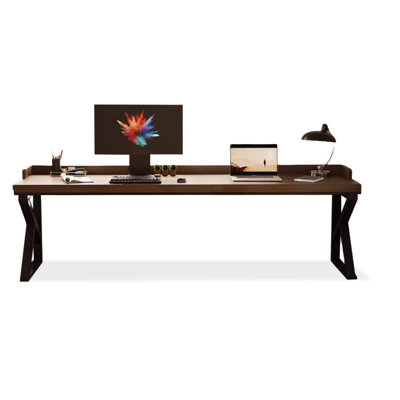 Black+Tan Rectangular Solid Wood desks
