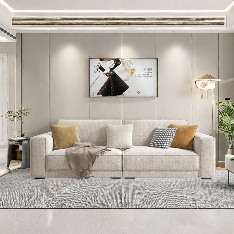 Simple modern cotton and linen sofa, 32.28" H x 86.61" W x 39.37" D, 3