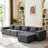 Modular L-Shaped Sectional Sofa with Ottoman and High-Density Foam-418996173