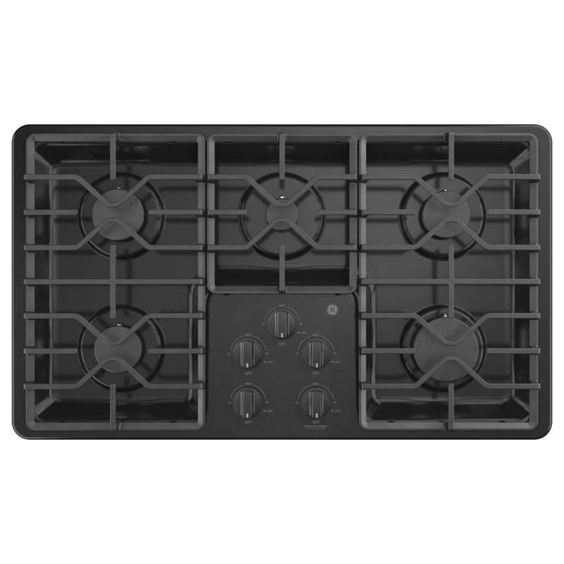 Built-in 36" Gas Cooktop with 5 Burners, Black