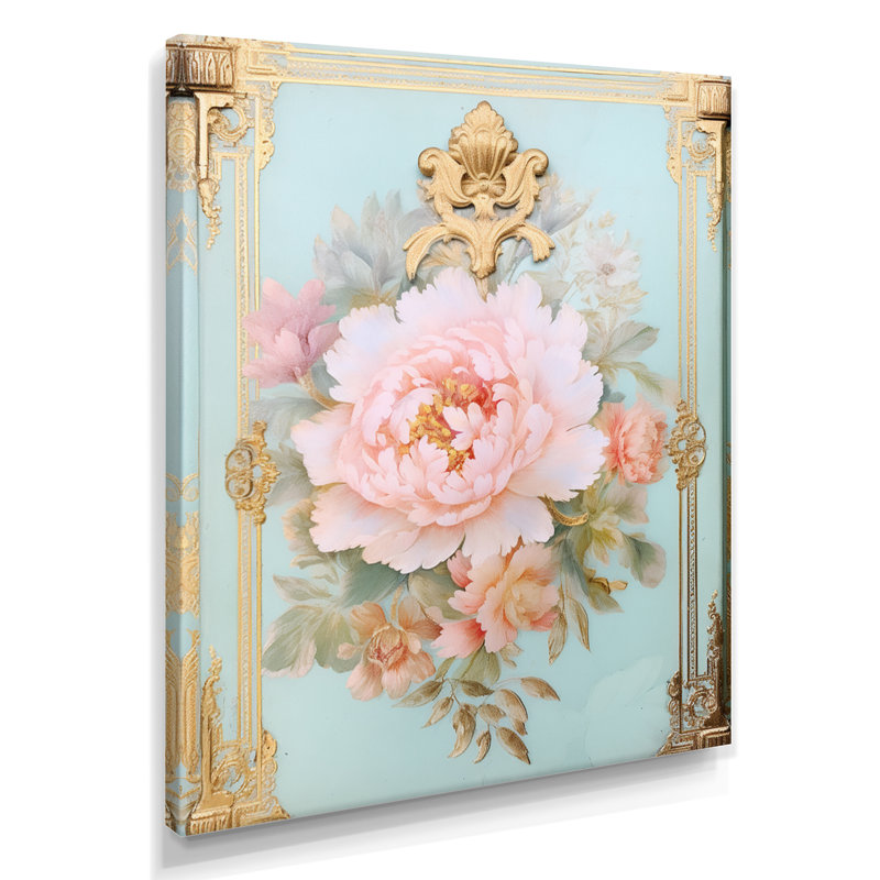 Baer - pivoine, art mural, H 32 po x l 16 po, Toile tendue