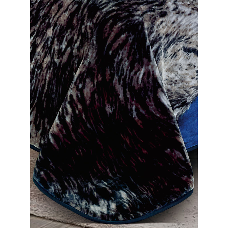 King Size Blue Faux Mink Reversible Wolf Blanket