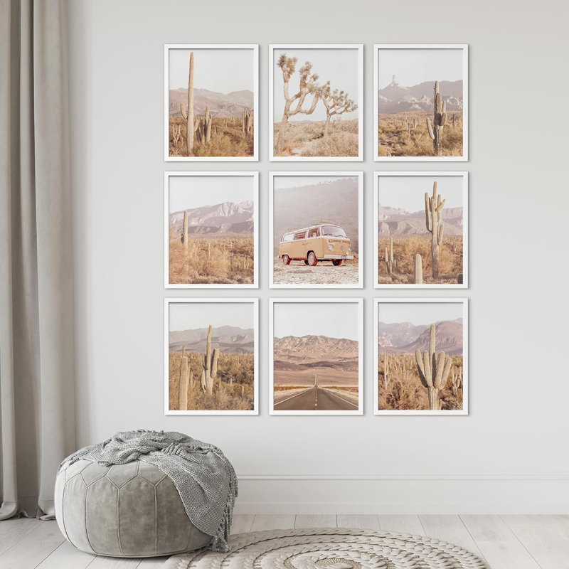 Reproduction d'art de la nature sauvage des années 1970 dans le désert du sud-ouest, dune, cactus, photographie sur papier, 9 pièces