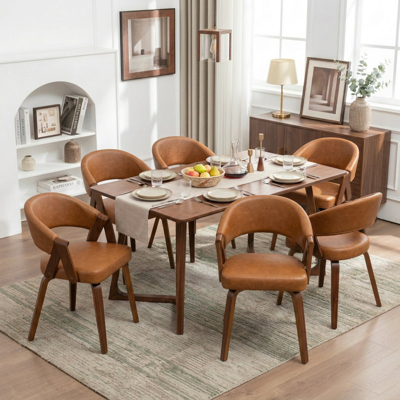 Chaise rembourrée en similicuir Providence, Brown