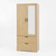 2 Door Wood Wardrobe with Hanging Rod, 2 Drawers, and Induction Light for Bedroom Storage and Organization