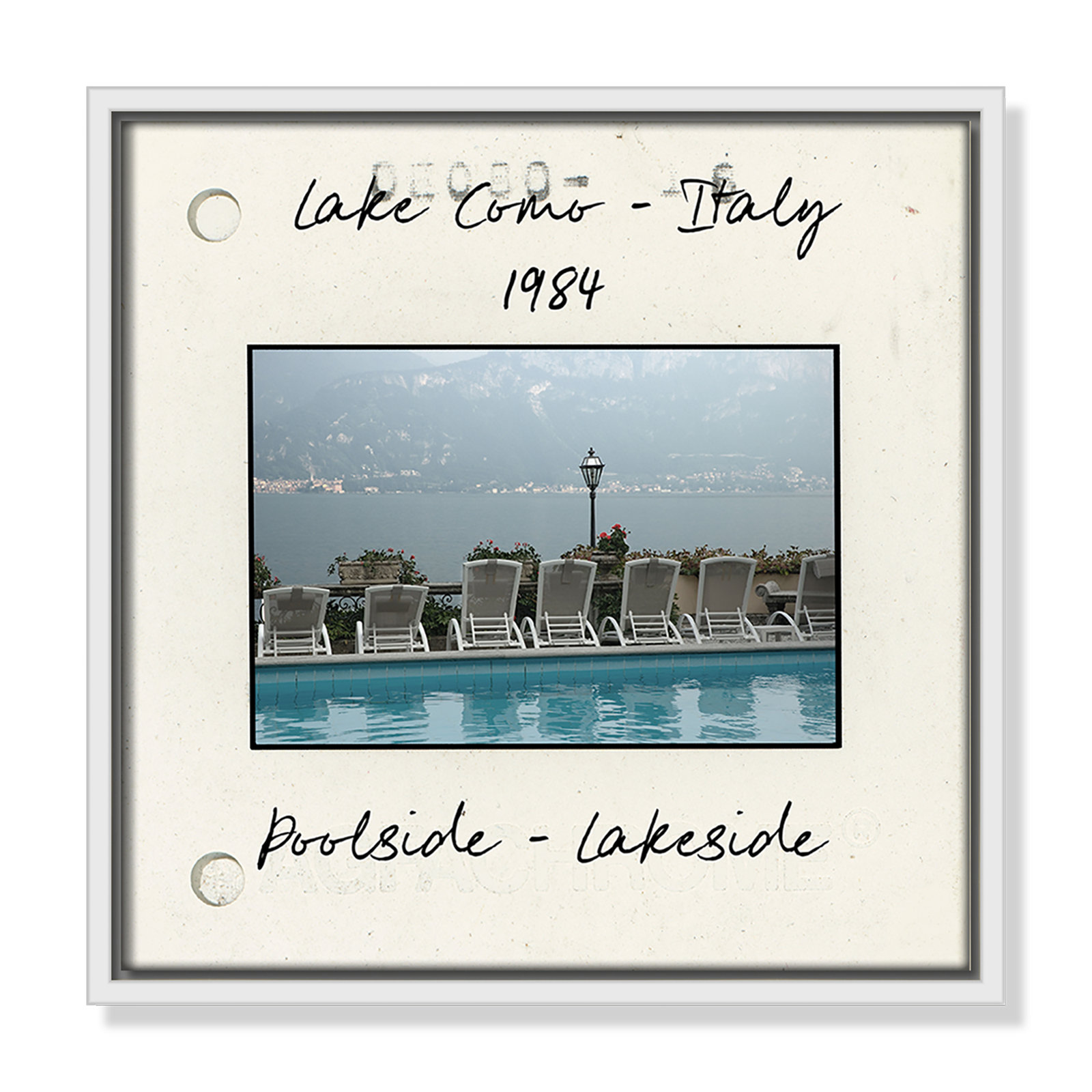 Travel Slide Collection "Lake Como, Italy" Print, White Floater Framed Canvas, 13.5" H x 13.5" W x 2" D