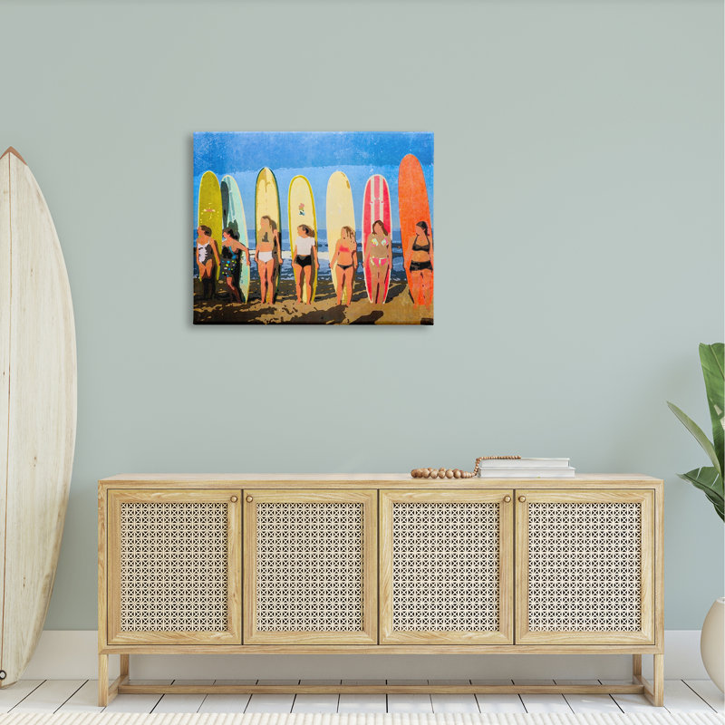 «Modern Pop Style Women Surfing Ocean Sports» par Graffitee Studios - impression sur toile tendue