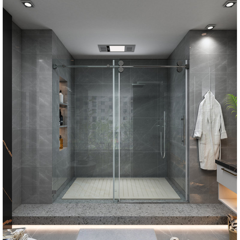 Porte de douche en verre trempé sans cadre l 66 po x H 76 po 3/8 po 