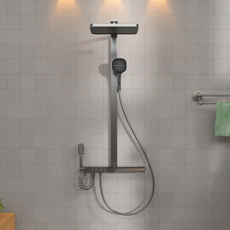Robinet de baignoire et de douche thermostatique avec valve brute, Gris