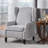 Pushback Recliner Chair, Modern Fabric Wingback Armchair With Nailhead Trim, And Wood Legs, Classic Living Room Recliner For Bedroom