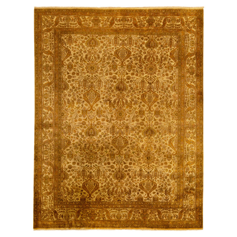 Hand Knotted Wool Area Rug in Beige