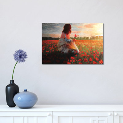 Love In A Field Of Poppies by Christopher Clark - Wrapped Canvas Painting