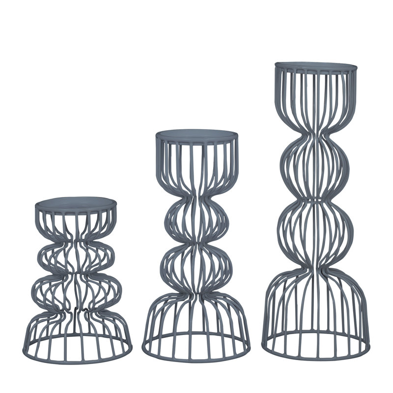 12'' H Metal Tabletop Candlestick, Gray