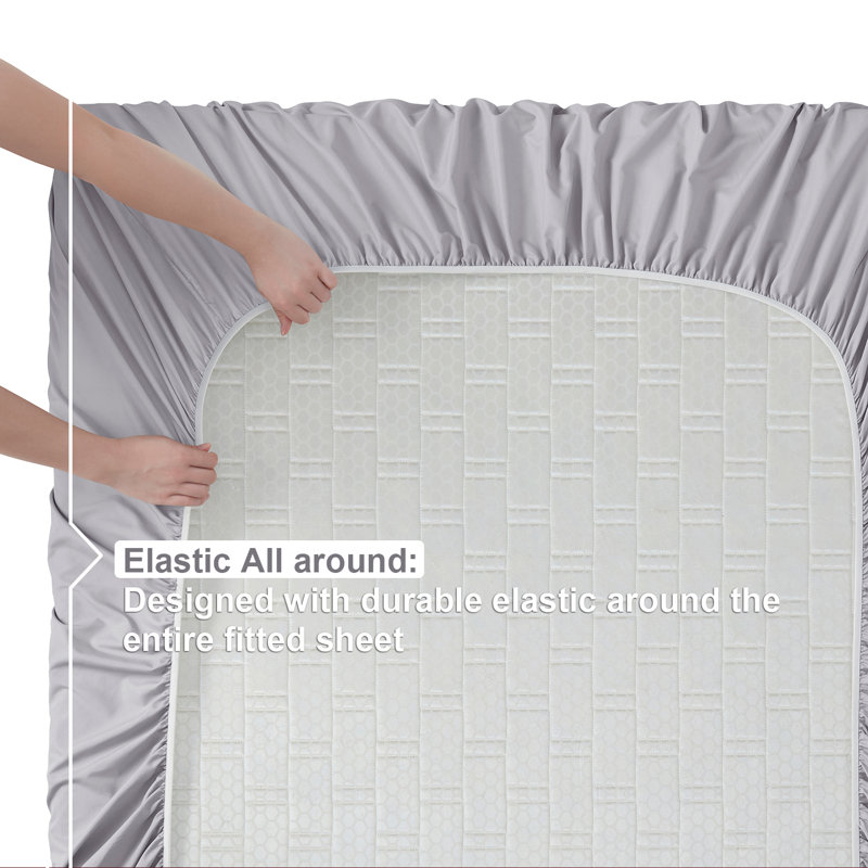 Double Brushed Hotel Luxury Sheet Set with Extra Soft Sheets & Pillowcases, Gray Lavender, Twin XL