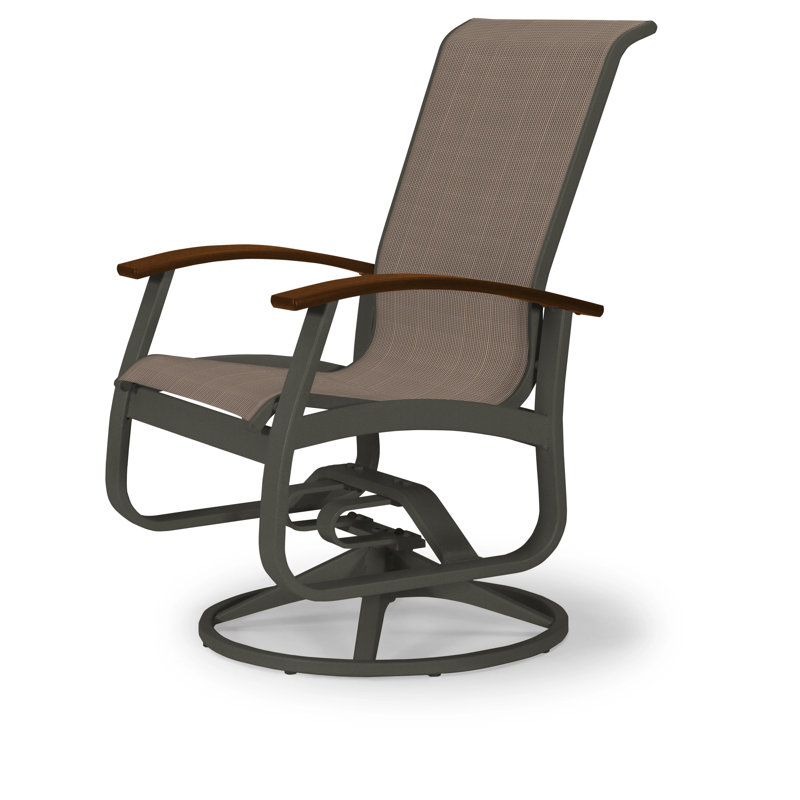 Chaise de patio pivotante Askar, Tweed Sunbrella® brun, Kona P10, Graphite texturé