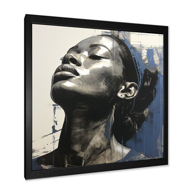 Blue And Grey African American Portrait - African American Woman Wall Art