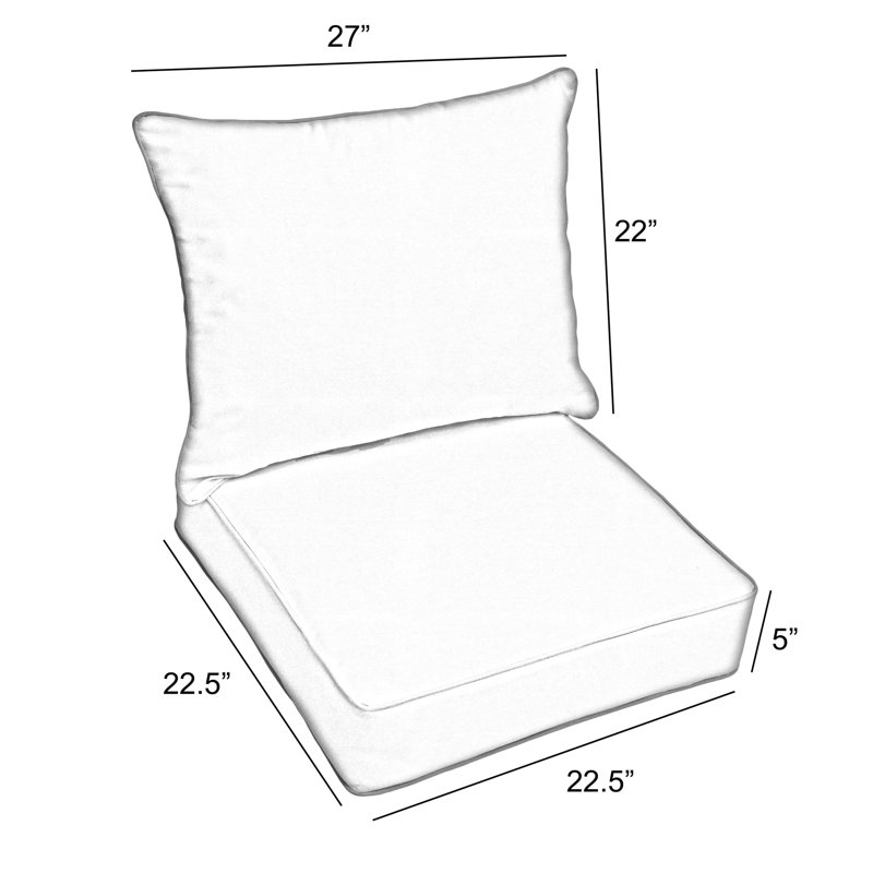Sunbrella Outdoor Solid Knife Edge Deep Seating Pillow and Cushion Set, Sunbrella - Canvas Capri