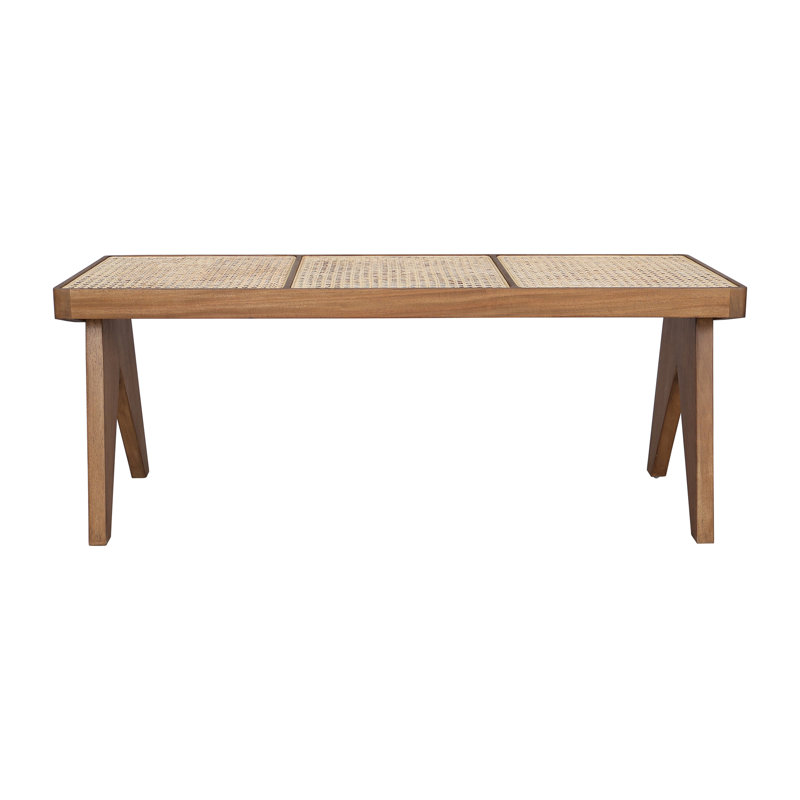 Banc en bois avec siège canne Frankie, Brun