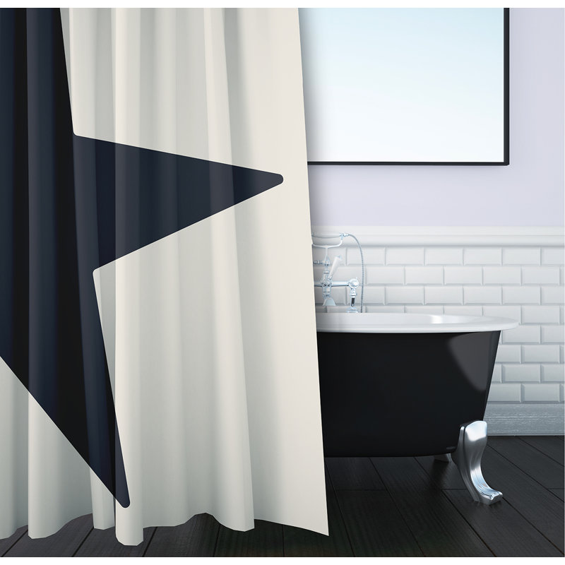 Rideau de douche géométrique simple, Bleu foncé
