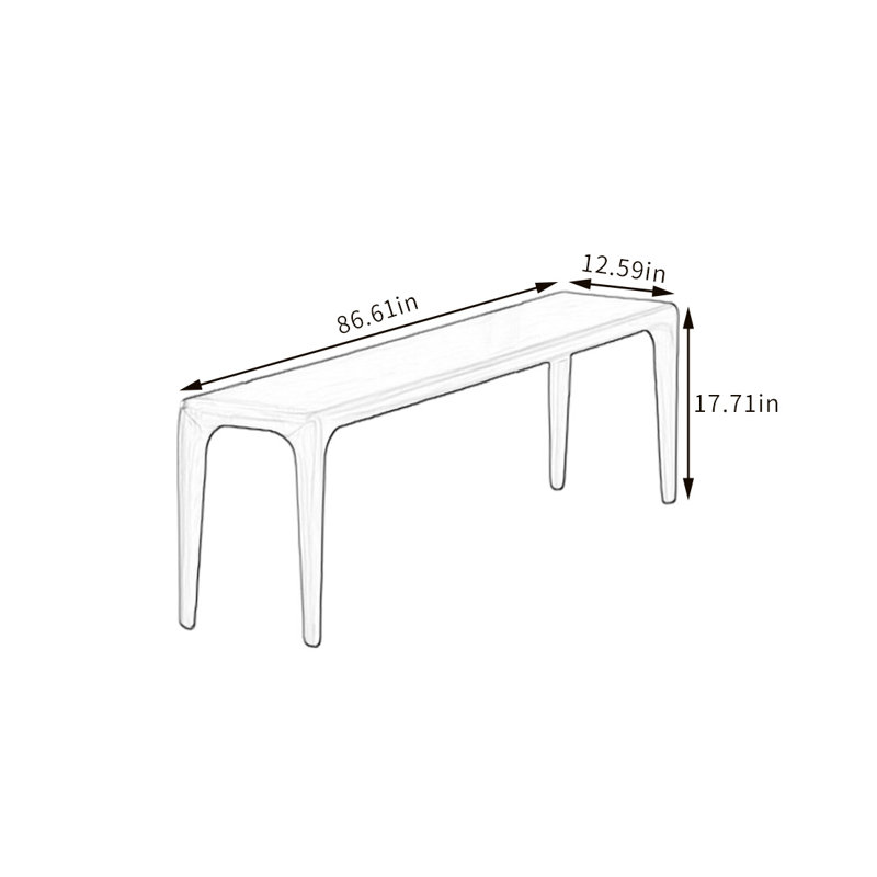 Banc en bois massif Nalany, Brun, H 17,71 po x l 86,61 po x P 12,59 po