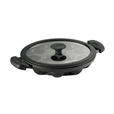 Tramontina Utsava Pre-Seasoned Cast Iron Appam Pan, 12-Hole Appe Pan with Lid, Great for Paniyaram, Takoyaki and more