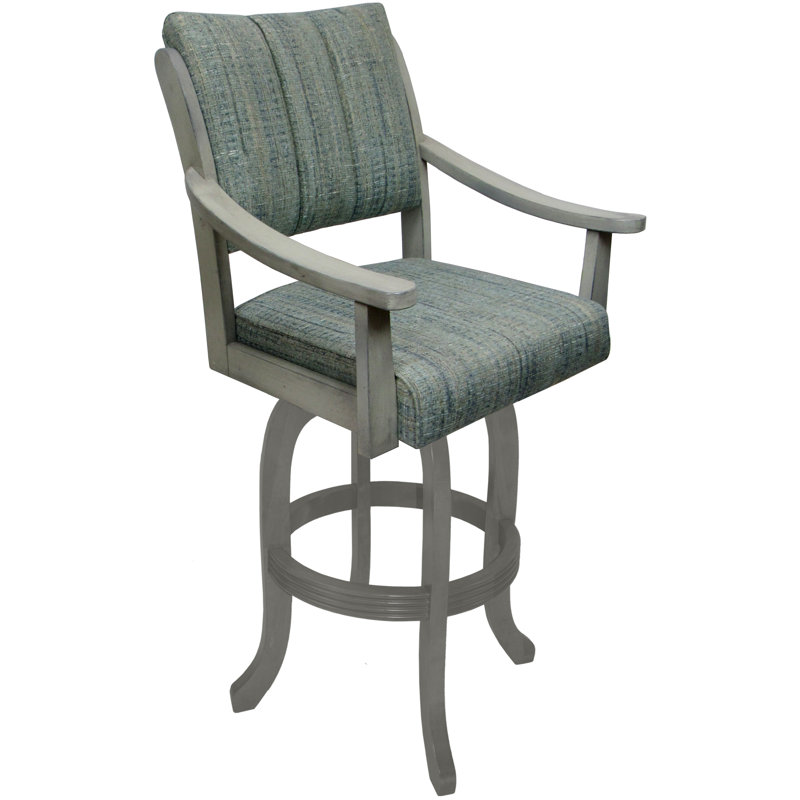 Radmilla Swivel Wood Bar Stool, Bar Stool (26" Seat Height), Watusi Aquatint Seat/ET Frame