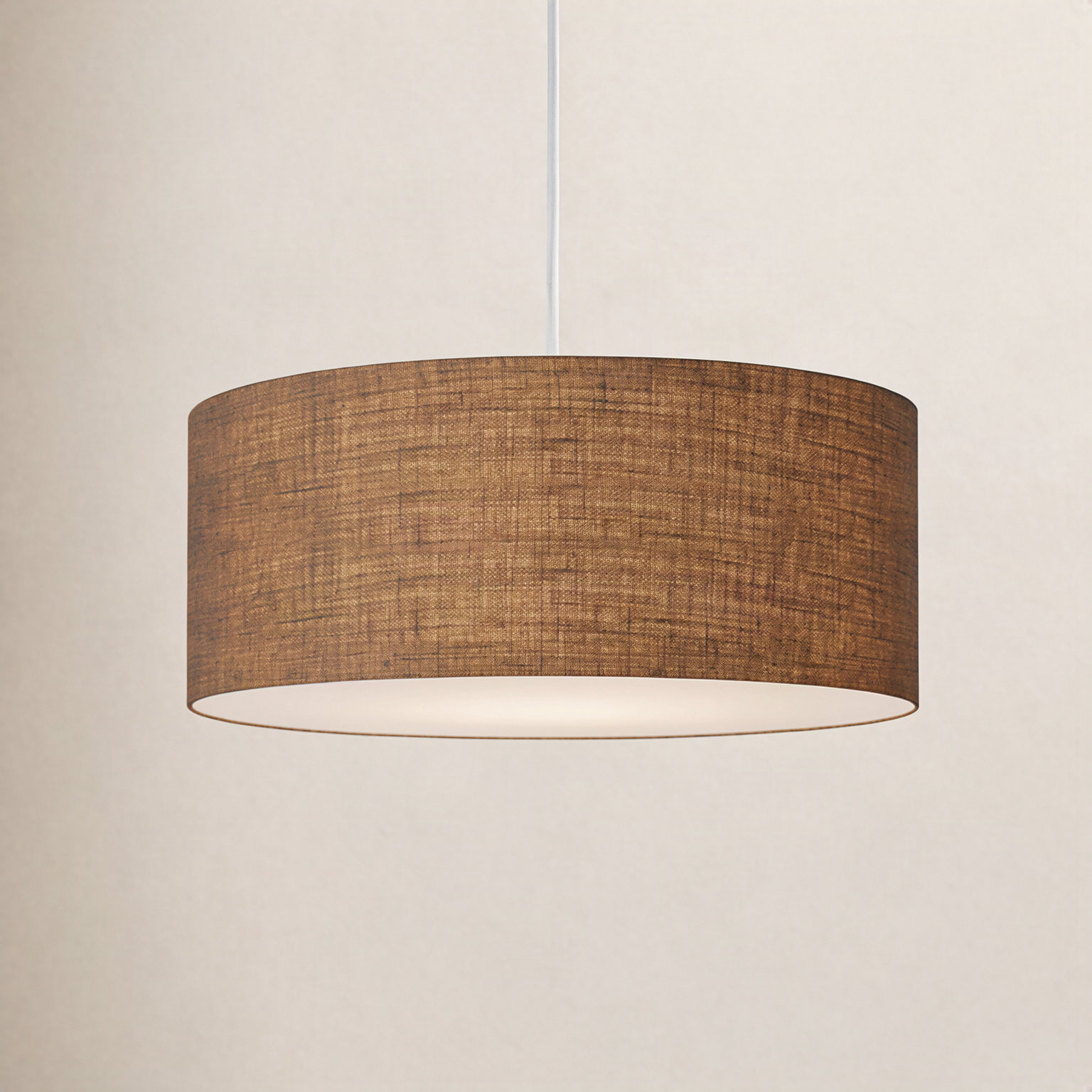 Pendant Kit Stretch Linen Drum Pendant, Natural Burlap