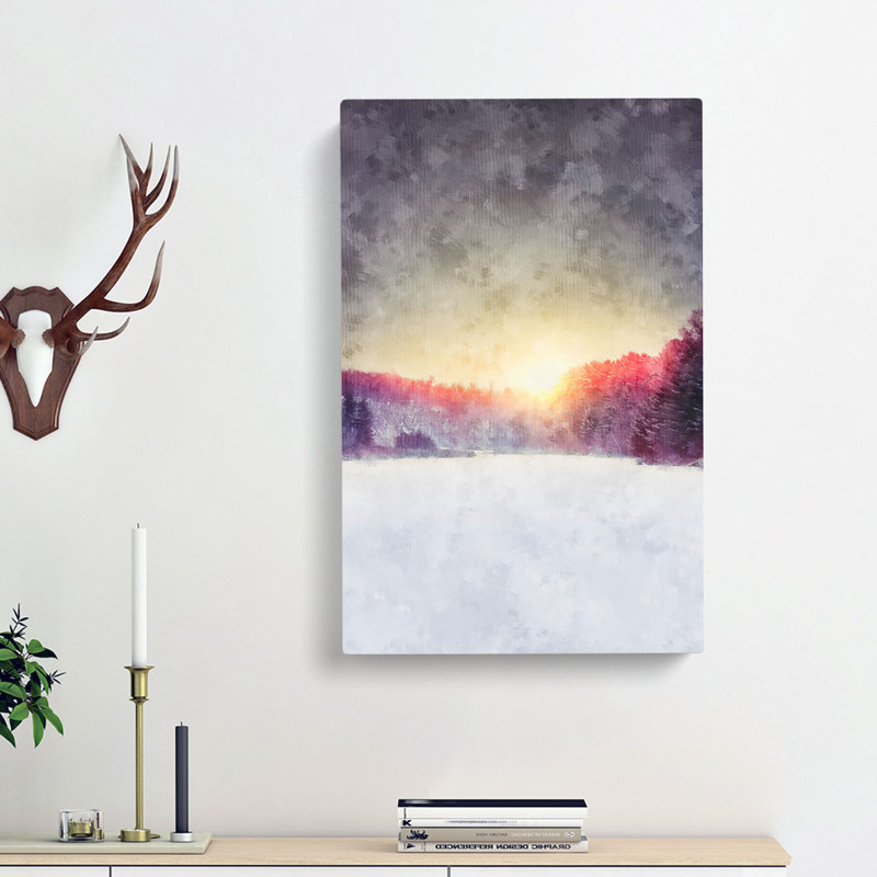 Winter Sunset In Wisconsin - Wrapped Canvas, 60cm H x 40cm W x 3cm D
