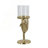 7.9x4 Gold Rabbit Pillar Candle Holder with Clear Glass Hurricane Shade