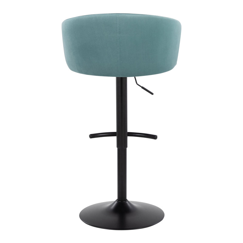 Claire Light Blue Velvet Adjustable Swivel Barstool Set