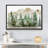 Green Watercolor Mountain Pine Tree Forest Nature Landscape Rustic Wall Art Work Framed Canvas Print-73429763-73429764