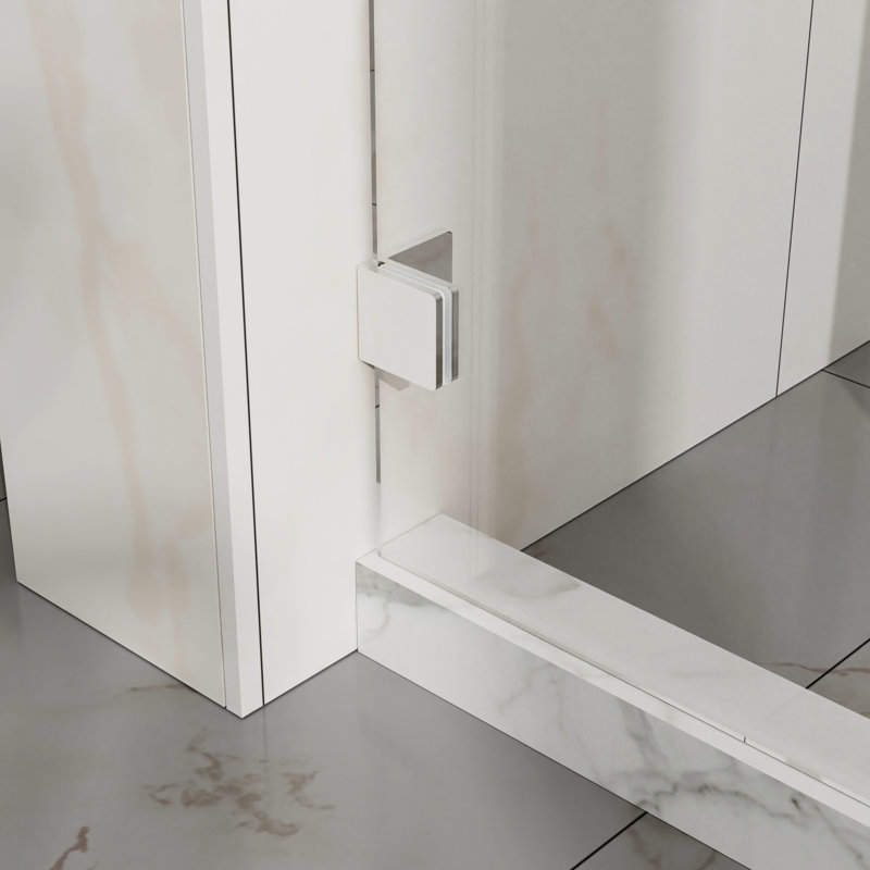 60" W X 58" H Shower Door, 6Mm Tempered Clear Glass, Reversible Sliding, Water - Blocking, Silent Pulleys Blocking Threshold, Quiet Open