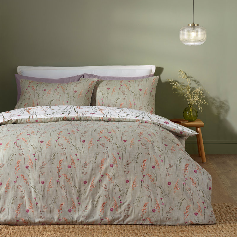 Brushed Grasmere Floral Cotton Reversible Duvet Cover Set, Single Duvet Cover Set + 1 Standard Pillowcase
