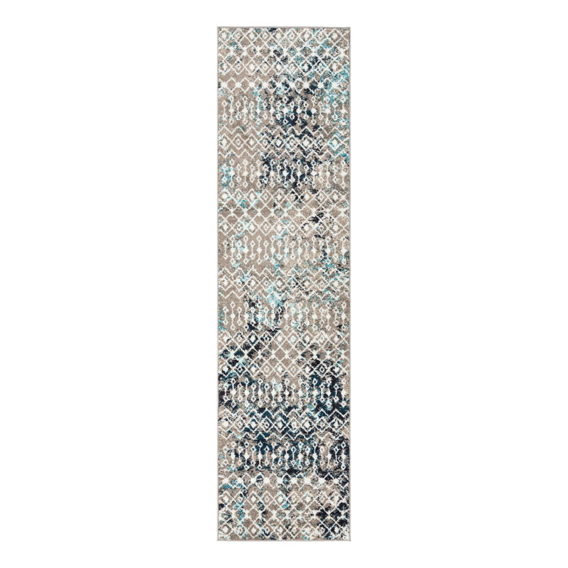 Somerville Mona, Tapis de couloir 2 pi 7 po x 10 pi, Gris te bleu