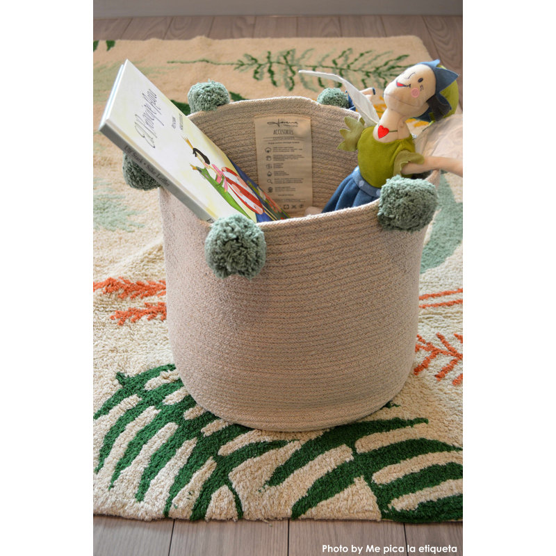 Cream Rectangular Botanic Plants Wool Cotton Area Rug