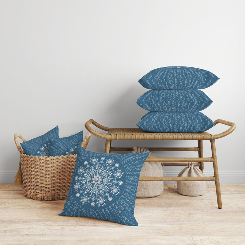 Coussin Wisteria, Bleu sarcelle ; Gris, H 18 po x l 18 po