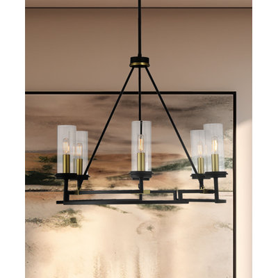 6 - Light Dimmable Wagon Wheel Chandelier