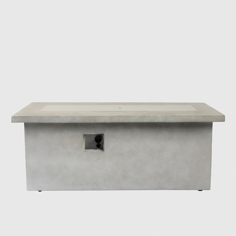 60" Rectangular Concrete Propane Gas Fire Pit Table, 60000 BTU