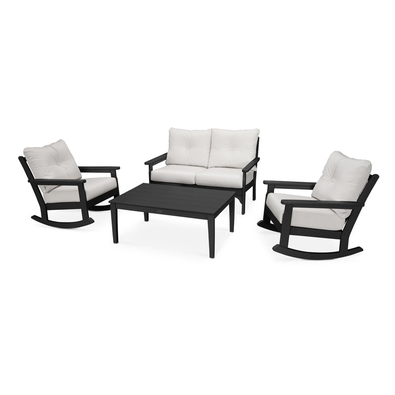 Ensemble de chaises berçantes 4 pièces Vineyard, Noir, Gray Revolution®