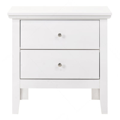 Table de chevet transitionnelle blanche élégante