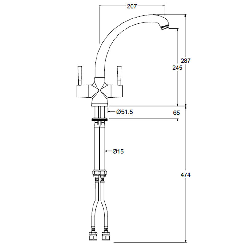 Focus Twin Lever Monobloc Tap