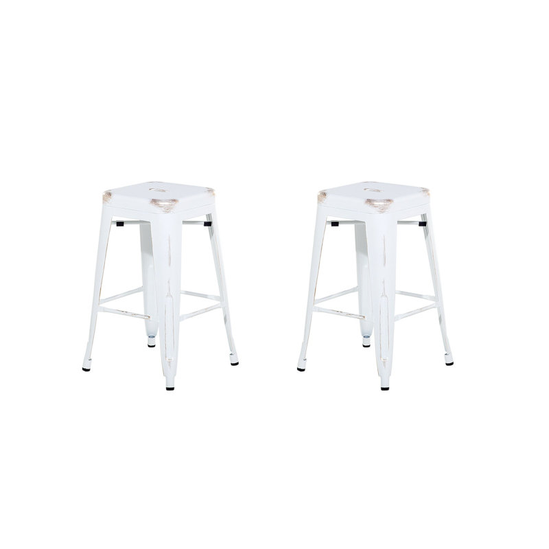 Iowa Park Counter Stool with Metal Frame, White