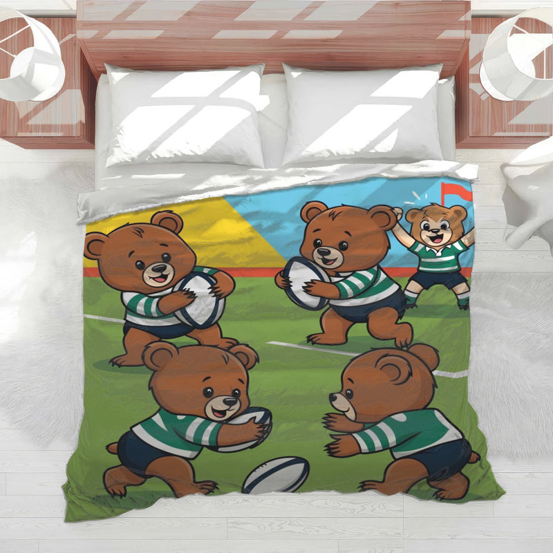 Bears Playing Rugby Comforter, Twin Extra Long