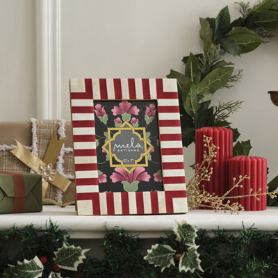 Red and White Frost Handcrafted Bone Inlay Picture Frame