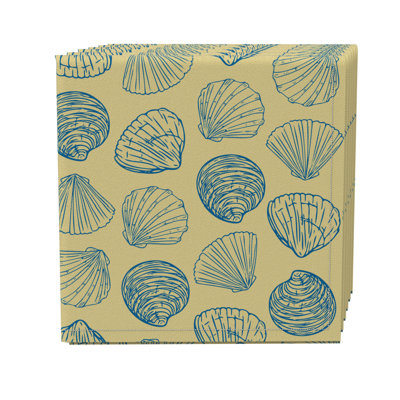 Fabric Textile Products, Inc. Napkin Set Of 4, 100% Cotton, 20X20", Beach Shells