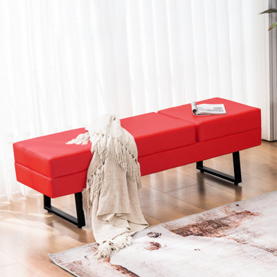 Spradley Waiting Room Bench, Guest Reception Bench, Faux Leather, 650 lbs Capacity
