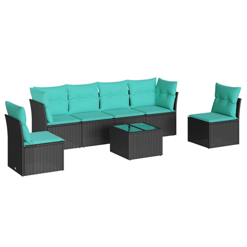 Ensemble de canapé de patio 7 pièces avec coussins 7 pièces, Bleu sarcelle